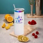 YOUKE OLA 8 Pack Rainbow Plated Stainless Steel Tumbler Straight Double Wall Powder Coated for Laser Engrave, 20oz White To Iridescent - Image 8