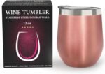 CHILLOUT LIFE 12 oz Stainless Steel Wine Tumbler with Lid - Double Wall Vacuum Insulated Wine Cup Glass Keeping Cold & Hot for Coffee, Champagne, Cocktails, Ice Cream - Rose Gold - Image 3