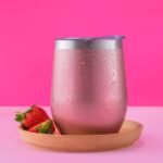 CHILLOUT LIFE 12 oz Stainless Steel Wine Tumbler with Lid - Double Wall Vacuum Insulated Wine Cup Glass Keeping Cold & Hot for Coffee, Champagne, Cocktails, Ice Cream - Rose Gold - Image 4
