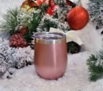 CHILLOUT LIFE 12 oz Stainless Steel Wine Tumbler with Lid - Double Wall Vacuum Insulated Wine Cup Glass Keeping Cold & Hot for Coffee, Champagne, Cocktails, Ice Cream - Rose Gold - Image 5