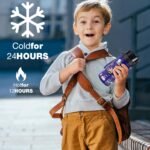 GOPPUS Kids Water Bottle (Straw Lid) - 14 Oz Stainless Steel Travel Bottle, Double Wall Vacuum Leak Proof Kids Cup for School Boys Girls,Blue engineering car - Image 6