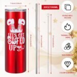 Maxdot 4 Pcs Christmas Tumbler with Lid and Straw Stainless Steel Christmas Cup Double-Insulated Water Travel Mug Vacuum Tumbler with Cleaning Brush Xmas Gift(Funny Style,Red/green/gold/silver) - Image 3