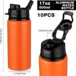 Shellwei 10 Pcs Aluminum Water Bottle 17 oz with Snap Lids Reusable Lightweight Portable Sports Water Bottle for Travel Gym Camping Hiking Fishing - Image 3