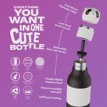 asobu Bestie Bottle Insulated Stainless Steel Water Bottle with Detachable Soft Animal Head Fun Drinking For Kids and Teens with Flexible Reusable Straw 16 Ounce (Panda) - Image 4