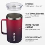 BJPKPK Insulated Coffee Mug with 2 Lids, 25oz Stainless Steel Insulated Tumbler with Handle, Double Wall Vacuum Coffee Cups, BPA Free Travel Mug for Coffee, Tea and Drinks, Charming Red & Blue - Image 3