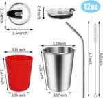 ShineMe Stainless Steel Kids Cups, 5pack with Spill Proof Lids, Straws & Silicone Sleeves, 12oz, BPA Free, Insulated, for Cold & Hot Drinks - Image 3