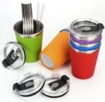 ShineMe Stainless Steel Kids Cups, 5pack with Spill Proof Lids, Straws & Silicone Sleeves, 12oz, BPA Free, Insulated, for Cold & Hot Drinks - Image 5