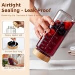 HomArtist 16oz Square Glass Juice Bottles with Lids, 3 Pack Reusable Juice Containers with Bamboo Lids, Glass Juicing jars for Drinking Tea, Kombucha, Smoothie, Milk - Image 4