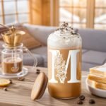 Glass Cups with Lids and Straws: Personalized Initial Glass Cup Be Used As Reusable Iced Coffee Cups with Lids,Cute Matcha Tumbler - The Christmas/Birthday Gifts for Women - M Smoothie Cup - Image 5