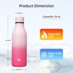 Konokyo Insulated Water Bottle with Strap,18 oz Double Wall Stainless Steel Vacuum Bottles Metal Water Flask,Cherry - Image 3
