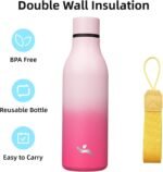 Konokyo Insulated Water Bottle with Strap,18 oz Double Wall Stainless Steel Vacuum Bottles Metal Water Flask,Cherry - Image 4