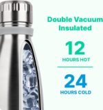 VINUR 9 oz Small Insulated Water Bottle for Kids Lunchbox -18/8 Stainless Steel Vacuum Leak-Proof Flask with Carry Rope for Sports Travel, Cola Shape, Silver - Image 3