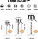 50 oz Glass Water Bottles - Large, Clear, Borosilicate Glass Water Bottle with Stainless Tea Infuser - Cup-Function Lid, Neoprene Sleeve, Strap - Wide Mouth BPA free, for Tea, Beverages, Juice - Image 4