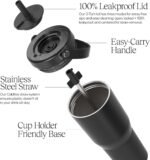 BrüMate Resa 25oz 100% Leakproof Travel Tumbler w/Handle & Straw | Flexible SoftSip Straw | Silicone Sleeve for Durability | Stainless Steel | Cup Holder & Travel Friendly Water Bottle (Dark Aura) - Image 3