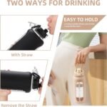SIEROZUR 32 oz Glass Water Bottle with Straw and Handle 1 Liter Glass Water Bottle with Silicone Sleeve and Time Marker Sports Water Jug Wide Mouth for Travel Gym - Image 3