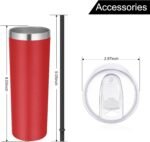 VEGOND 20 oz Stainless Steel Skinny Tumbler with Lids and Straws, 20oz Double Wall Insulated Slim Tumbler Cup for Cold Hot Drinks, Red 1 Pack - Image 5