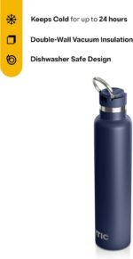 RTIC 26oz Journey Water Bottle Ceramic Lined Metal Stainless Steel Vacuum Insulated, BPA Free, Reusable, for Water, Hot and Cold Drinks, Travel, Sports, Camping, Navy - Image 3