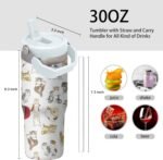 30oz Cat Tumbler with Handle and Flip Straw, Stainless Steel Insulated Cup, Travel Coffee Mug Water Bottle, Birthday Mothers Day Chritmas Gifts for Women Animal Lovers - Image 3