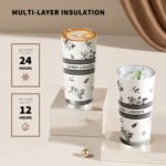 20oz Stainless Steel Tumbler with Lid & Straw - Double Wall Vacuum Insulated Travel Mug - Leak Proof Cup Keeps Drinks Hot 12H/Cold 24H - BPA Free Water Bottle for Coffee, Tea, Iced Beverages - Image 4