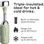 BOBBER 34 oz Vacuum Insulated Stainless Steel Water Bottle with Cup Lid – Dishwasher Safe – Keeps Drinks Hot for 40 Hours – Double Walled Coffee Thermo for Hot Drinks (Green) - Image 3