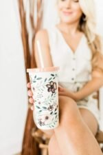 Steel Mill & Co 24 Ounce Tumbler with Lid and Reusable Straw, Double Wall Insulated Travel Cup, Woodland Floral - Image 4