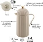 WOLFF 1 Liter White Bird Thermal Coffee Carafe, Plastic Exterior with Glass Lining Insulated Beverage Dispenser for Hot and Cold Drinks, Thermos Bottle for Tea, Water Pitcher - White, 34floz/1L - Image 3