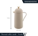 WOLFF 1 Liter White Bird Thermal Coffee Carafe, Plastic Exterior with Glass Lining Insulated Beverage Dispenser for Hot and Cold Drinks, Thermos Bottle for Tea, Water Pitcher - White, 34floz/1L - Image 4
