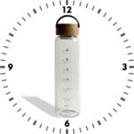Xaeiglas 32 oz Motivational Glass Water Bottles with Bamboo Lid Straw and Time Marker - Sports Water Bottle for Drinking - Image 5