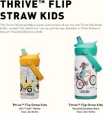 CamelBak Thrive Flip Straw Kids Bite Valve Stainless Steel Water Bottle Dino Jam, 12oz - Image 5