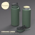 Asobu Boulder Puramic Insulated Sport Water Bottle with Dual Function Flip Open and Straw Lid for Hot Coffee and Cold Ice Coffee with Ceramic Coating 34 oz (Basil Green) - Image 3