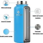 honogo 32 oz Powder Coated Double Wall Vacuum Insulated Sports Water Bottle, 18/8 Stainless Steel Wide Mouth Thermal Flask with Straw Lid & Spout Lid, Leak Proof, Sweat Free, BPA Free (Blue, 32 oz) - Image 4