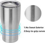 DOMICARE 20oz Tumbler with Lid Stainless Steel Tumblers Bulk, Double Wall Vacuum Insulated Coffee Travel Mug, 1 Count (Pack of 1) Stainless Steel - Image 3