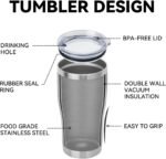 DOMICARE 20oz Tumbler with Lid Stainless Steel Tumblers Bulk, Double Wall Vacuum Insulated Coffee Travel Mug, 1 Count (Pack of 1) Stainless Steel - Image 5