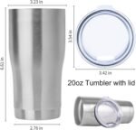 DOMICARE 20oz Tumbler with Lid Stainless Steel Tumblers Bulk, Double Wall Vacuum Insulated Coffee Travel Mug, 1 Count (Pack of 1) Stainless Steel - Image 6