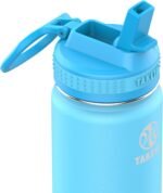 Takeya Actives Kids Water Bottle with Straw Lid - Stainless-Steel Double Wall Insulation - BPA-Free Bottle Lid with Carry Handle - Reusable Bottle with Straw Lid - 14 oz, Atlantic Blue - Image 3