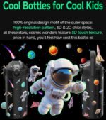 MYFOREST 14oz/400ml Insulated Kids Water Bottle, Odor-Free Surgical Grade Liner, Dishwasher-Safe, Name Spot, Soft Sipper, Gift for Astrophile (Black Space) - Image 3