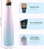 SASEUM Wine Bottle, 24 oz Insulated Stainless Steel Water Bottle and Wine Decanter with Vacuum Sealed Lid - Pink&Blue 24 oz (700ml) - Image 3