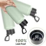 Insulated Water Bottle With Straw,32 oz Vacuum Insulated Stainless Steel Sports Water Flask,Keeps Cold and Hot,Metal Water Bottle Wide Mouth for Gym Travel Camping (Green tea) - Image 4