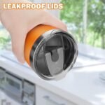 Rommeka Kids Cups with Lids, 12oz Stainless Steel Kids Cups with Colorful Silicone Sleeve, Unbreakable Toddler Water Tumblers for Cold & Hot Drinks, Set of 5 - Image 4