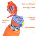 OLDLEY Kids Water Bottle 12oz Insulated Water bottle, Double Wall Stainless Steel Vacuum Bottle, Leak-Proof Sport Bottles for School Boys Girls,Orange - Image 3