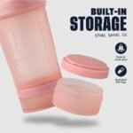 BlenderBottle Shaker Bottle with Pill Organizer and Storage for Protein Powder, Classic V2 ProStak System, 22-Ounce, Rose Pink - Image 3