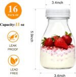 Woaiwo-q 11oz Glass Milk Bottles, 16 Pack Clear Bottles with Lids, Reusable Small Glass Jars for Milk, Juice, Smoothie, Overnight Oats, Cold Brew, Iced Coffee, Picnic, DIY Storage, Gift, Party - Image 3