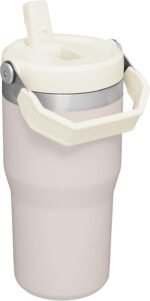 Stanley IceFlow Flip Straw Tumbler with Handle 20 oz | Twist On Lid and Flip Up Straw | Leak Resistant Water Bottle | Insulated Stainless Steel |BPA-Free | Rose Quartz - Image 3