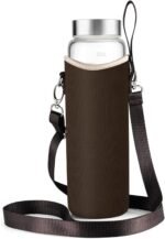 Sursip 32 oz Glass Water Bottle - Nylon Bottle Protection Sleeves, Stainless steel Lid, And 1L Time Marked Measurements, Reusable, Eco-Friendly, Safe for Hot Liquids Tea Coffee Daily - Image 3