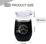 YOUKE OLA 18 Pack Stainless Steel Powder Coated Wine Tumbler with Ceramic Lining, Double-Wall Vacuum Insulated Travel Coffee Mug with Lids for Laser Engrave, DIY Gift, 12oz Black - Image 3