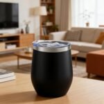 YOUKE OLA 18 Pack Stainless Steel Powder Coated Wine Tumbler with Ceramic Lining, Double-Wall Vacuum Insulated Travel Coffee Mug with Lids for Laser Engrave, DIY Gift, 12oz Black - Image 5