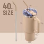 COKTIK 40 oz Tumbler With Handle and Straw Lid, Vacuum Insulated Travel Coffee Mug Stainless Steel Insulated Cup for Beverages, Leak-proof, Cupholder Friendly(Dark Night) - Image 3