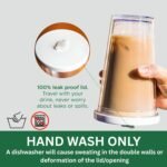 Kensal Home Reusable Iced Coffee Cup (24 Oz/Venti), Leak Proof and Double Wall Insulated Iced Coffee Tumbler, Come with Reusable Plastic and Metal Straws and Straw Cleaner - White - Image 3