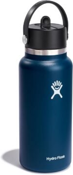 Hydro Flask Water Bottle - Insulated Stainless Steel - Wide Straw Lid, Non Spill, Leakproof in 32 Oz Indigo Blue - Image 3
