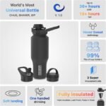 Coldest Sports Water Bottle - 3 in 1 Lids (Chug, Straw, Handle) - Insulated Stainless Steel Tumbler with Handle - Vacuum Water Flask Cup, Valentines Gifts for Him Her (36 oz, Purple Nova) - Image 6